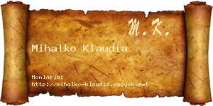 Mihalko Klaudia névjegykártya